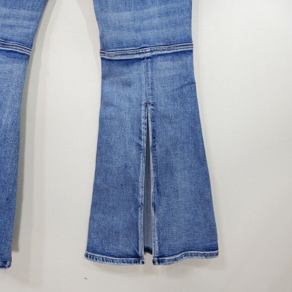 CEROS Mid Rise Super Flare JEANS Size 31 Blue Denim Back Slit NEW - Picture 8 of 12